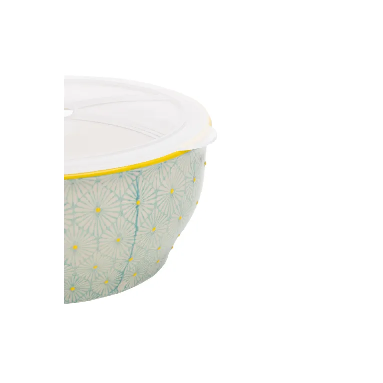 Bol art déco avec couvercle - Motifs bleus