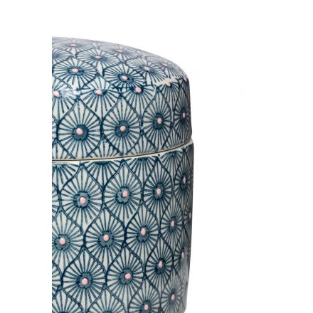 Pot avec couvercle - Motifs bleus vintages - 11.5 cm