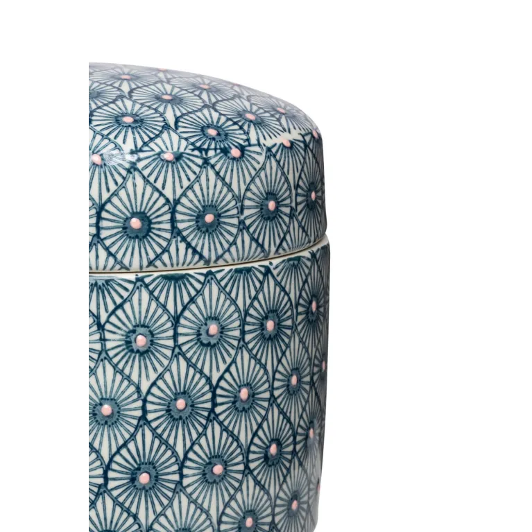 Pot avec couvercle - Motifs bleus vintages - 11.5 cm