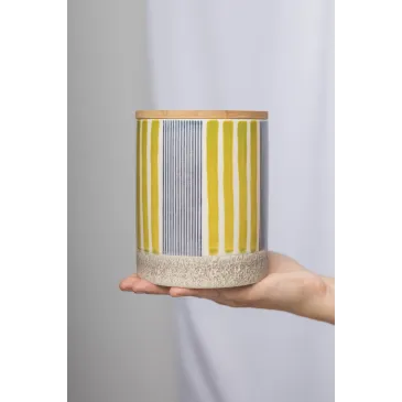 Grand pot avec couvercle - Bleu et vert 