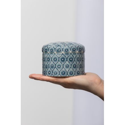 Pot avec couvercle - Motifs bleus vintages - 7.5 cm