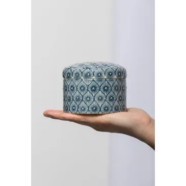 Pot avec couvercle - Motifs bleus vintages - 7.5 cm