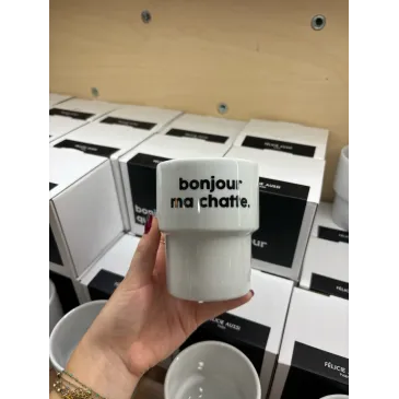 Tasse gobelet - Bonjour qui - Ma chatte Félicie Aussi