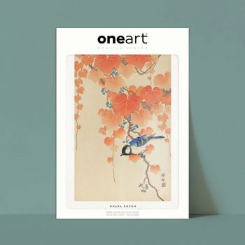 Affiche One Art - 30x40 cm - Mésange sur une branche de Paulownia