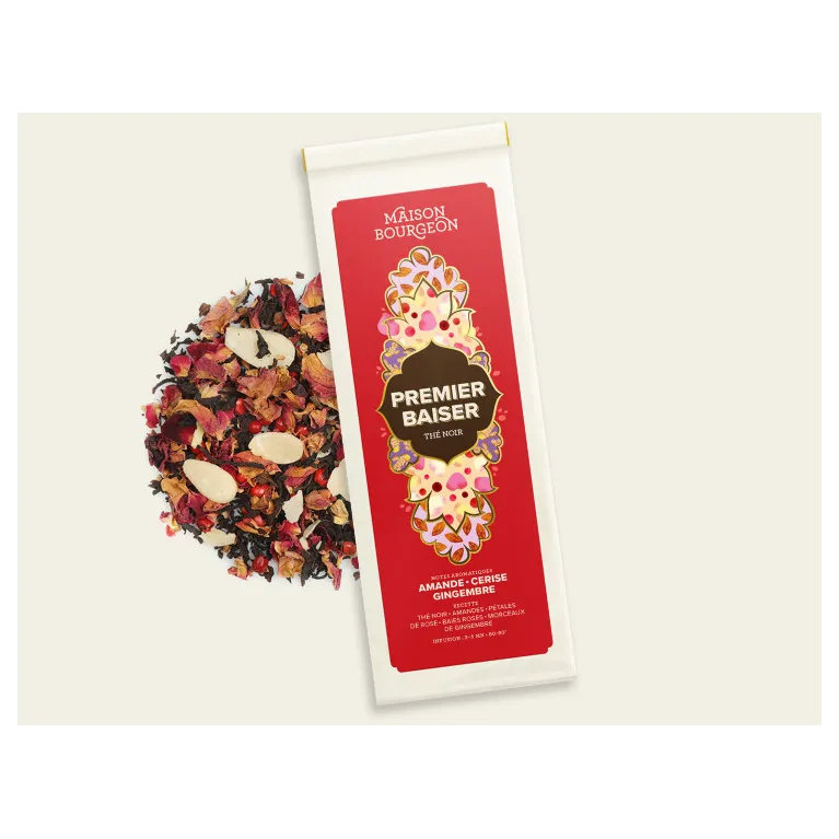 Thé noir - Premier baiser - Amande Cerise Gingembre 