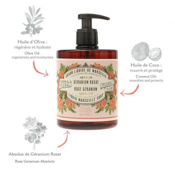 Savon liquide de Marseille - Absolues - Géranium Rosat - 500mL