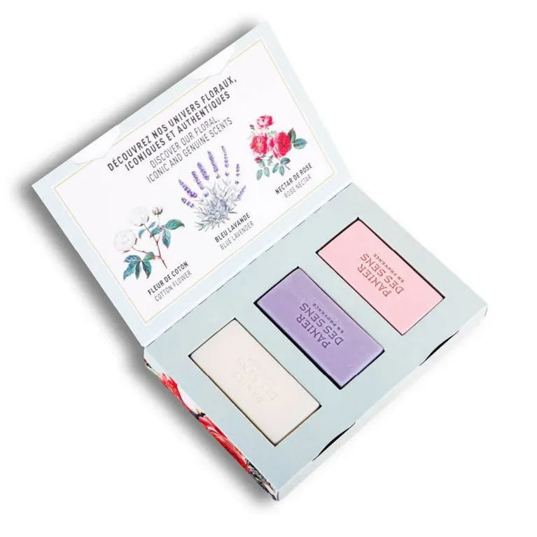 Coffret - 3 savons 100 g - Coton, lavande, Nectar Rose 