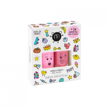  2 Vernis + 24 Stickers pour ongles - pop