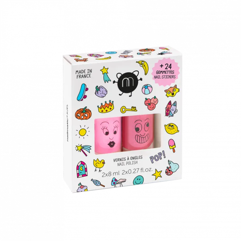  2 Vernis + 24 Stickers pour ongles - pop