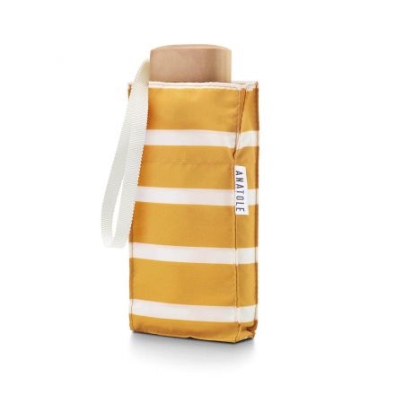 Mini parapluie - micro & solide - Gabin - Rayures blanches et jaunes 