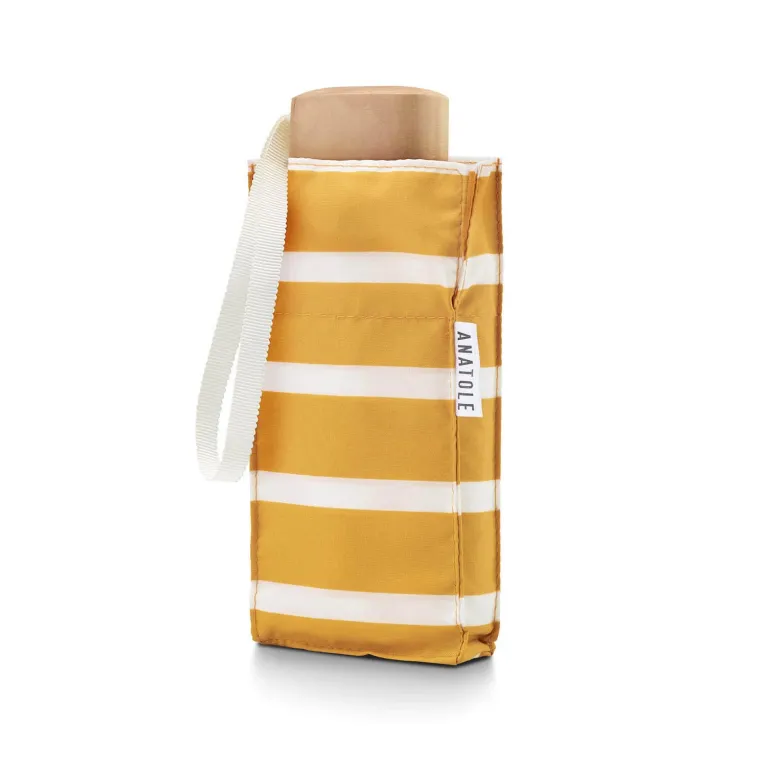 Mini parapluie - micro & solide - Gabin - Rayures blanches et jaunes 