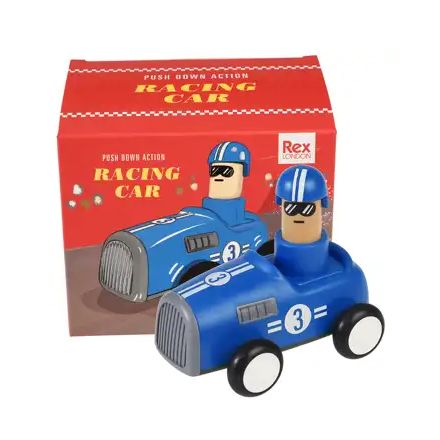 Voiture de course - Poussoir - Bleu 