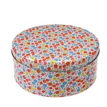 Boite ronde métale petites fleurs 