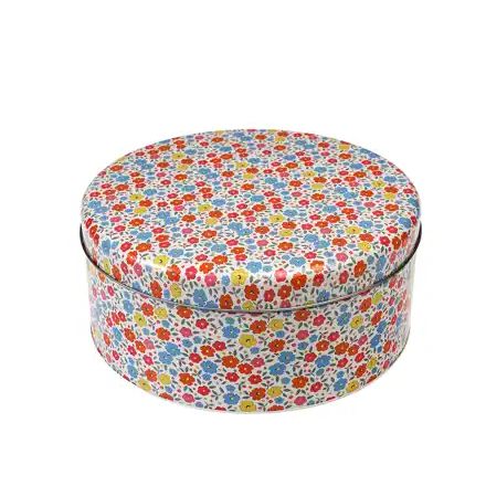 Boite ronde métale petites fleurs 