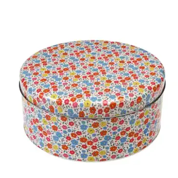 Boite ronde métale petites fleurs 