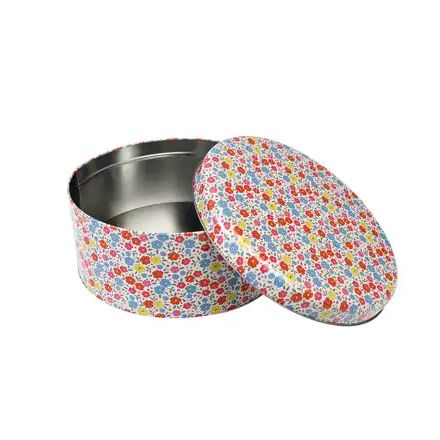 Boite ronde métale petites fleurs 