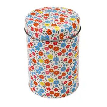 Boîte ronde métal petites fleurs