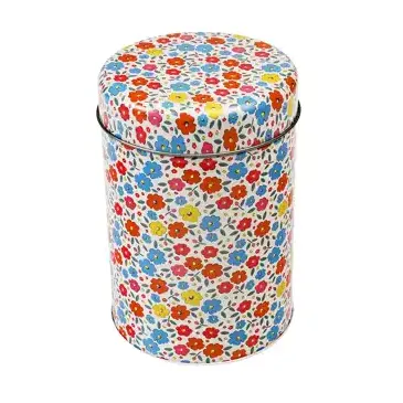 Boîte ronde métal petites fleurs