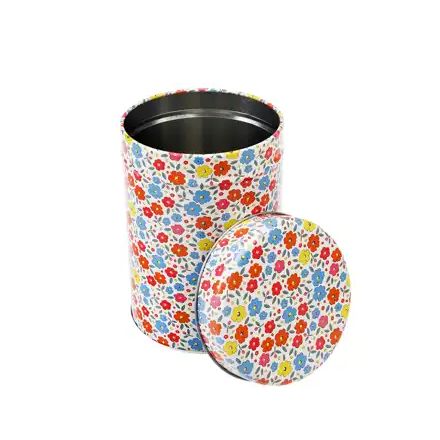 Boîte ronde métal petites fleurs