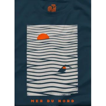 T-shirt - Gallodrome - MER DU NORD - Bleu marine - TailleL