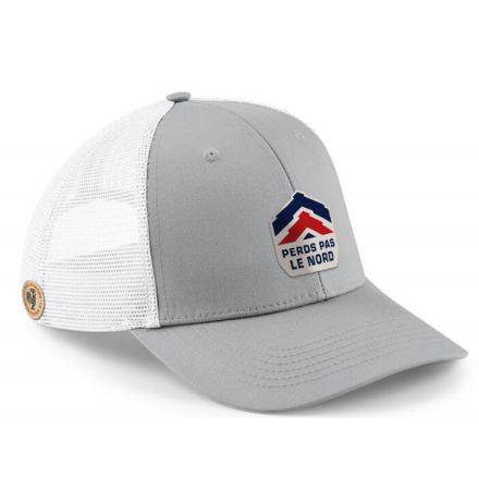 Casquette Gallodrome - Perds pas le nord - Gris Clair + Blanc 