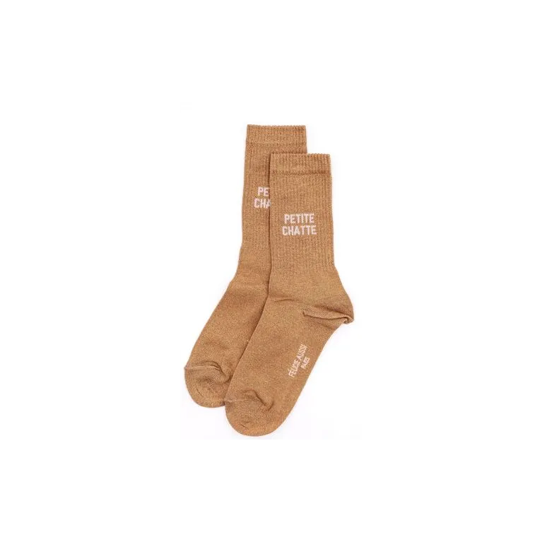 Paire de chaussettes - Felicie aussi - Pailletées - Caramel - Petite chatte 