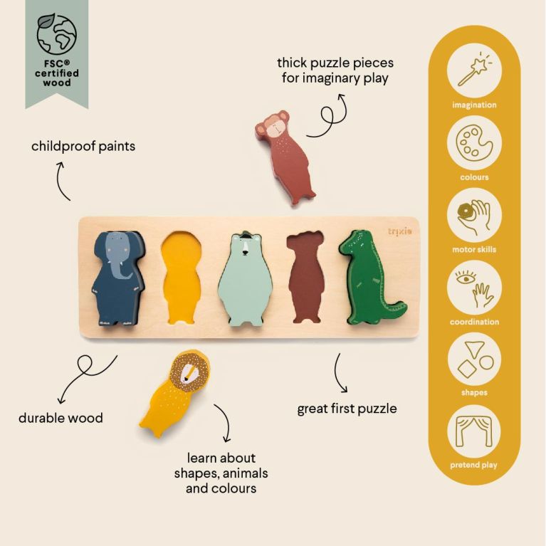Puzzle de formes en bois - Animaux 