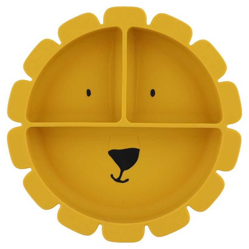 Assiette avec ventouse en silicone - Avec compartiments - Lion