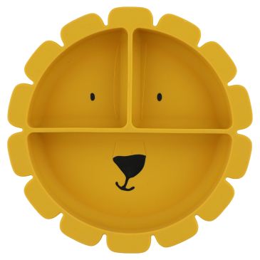 Assiette avec ventouse en silicone - Avec compartiments - Lion