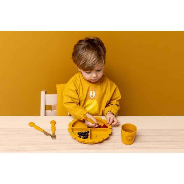 Assiette avec ventouse en silicone - Avec compartiments - Lion