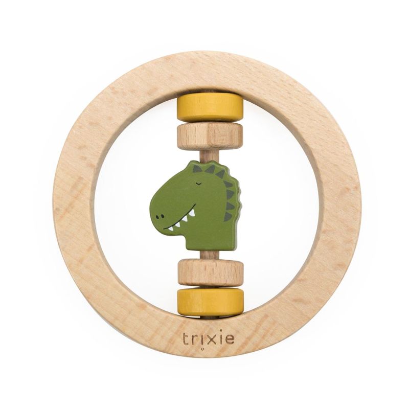 Hochet rond en bois - Dino 
