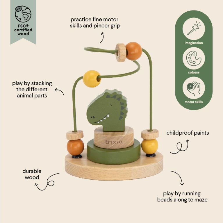 Labyrinthe à perles en bois - mr dino