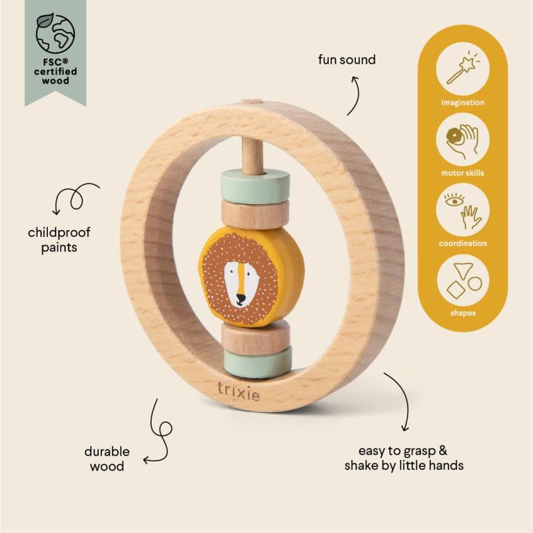 Hochet rond en bois - Mr Lion