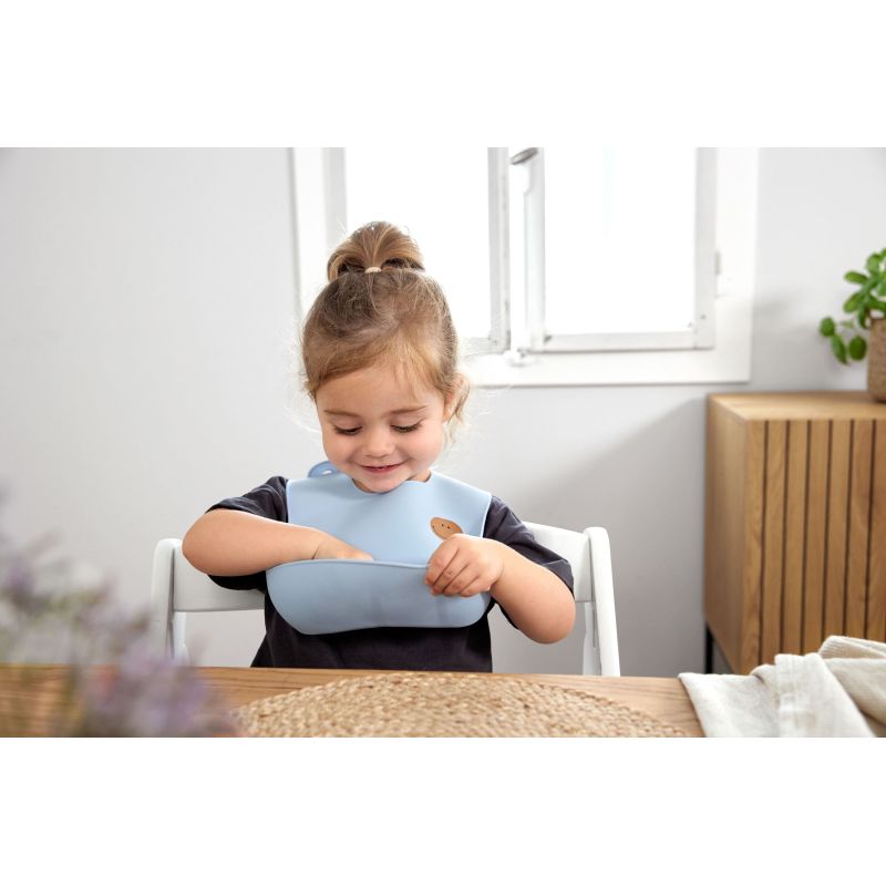 Bavoir en silicone - Bleu Smile 