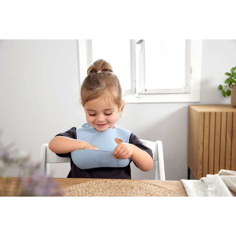 Bavoir en silicone - Bleu Smile 