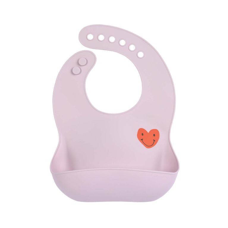 Bavoir en silicone - Rose coeur 