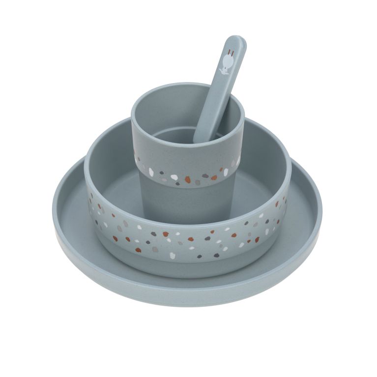 Coffret vaisselle PP Cellulose Animaux - Tiny farmer Mouton et Oie - Bleu- Lassig