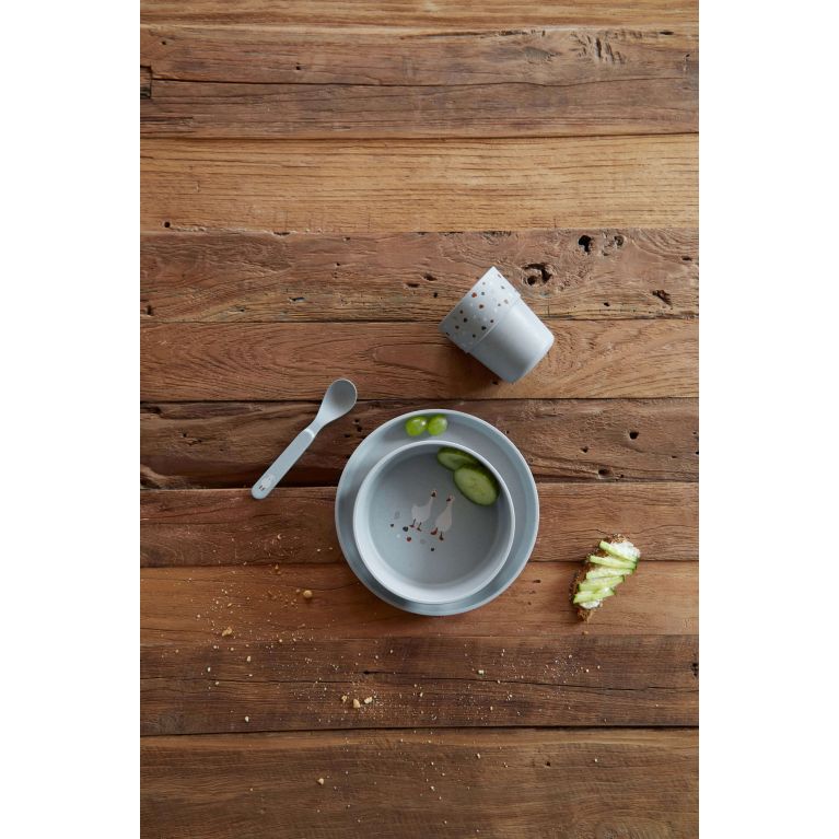 Coffret vaisselle PP Cellulose Animaux - Tiny farmer Mouton et Oie - Bleu- Lassig