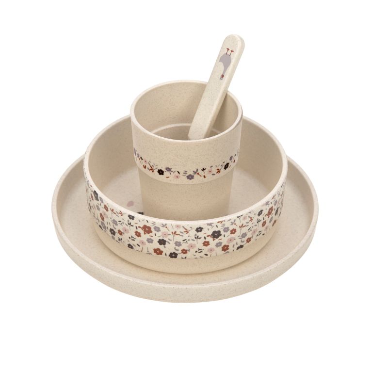 Coffret vaisselle PP Cellulose Animaux - Tiny farmer Mouton et Oie - Blanc- Lassig