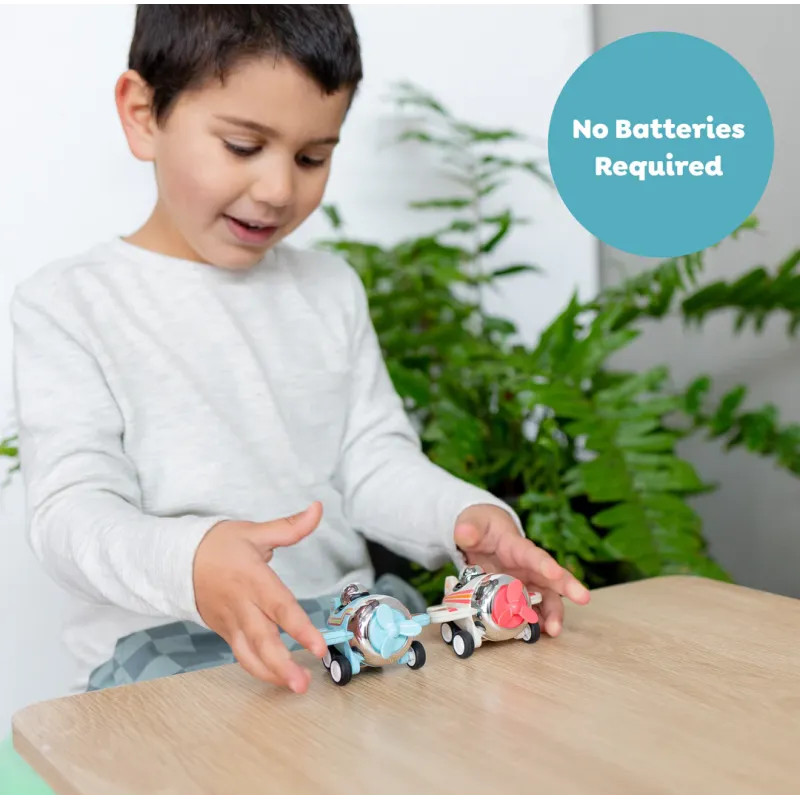 Avion roulant mécanique bleu