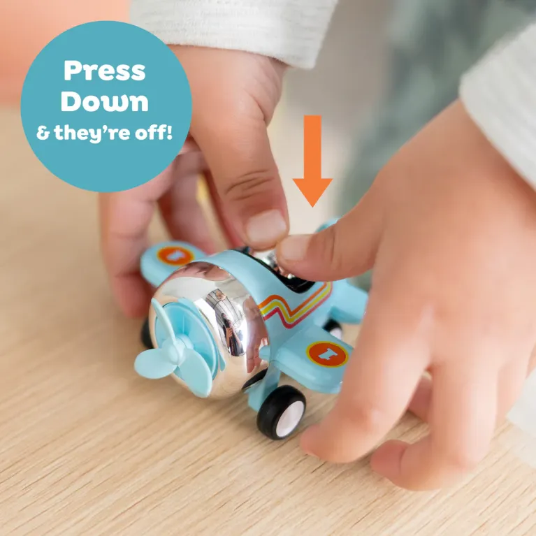 Avion roulant mécanique bleu