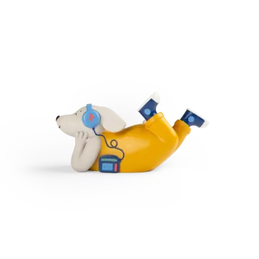 Tirelire - Personnage chien avec écouteurs - Puce & Pilou