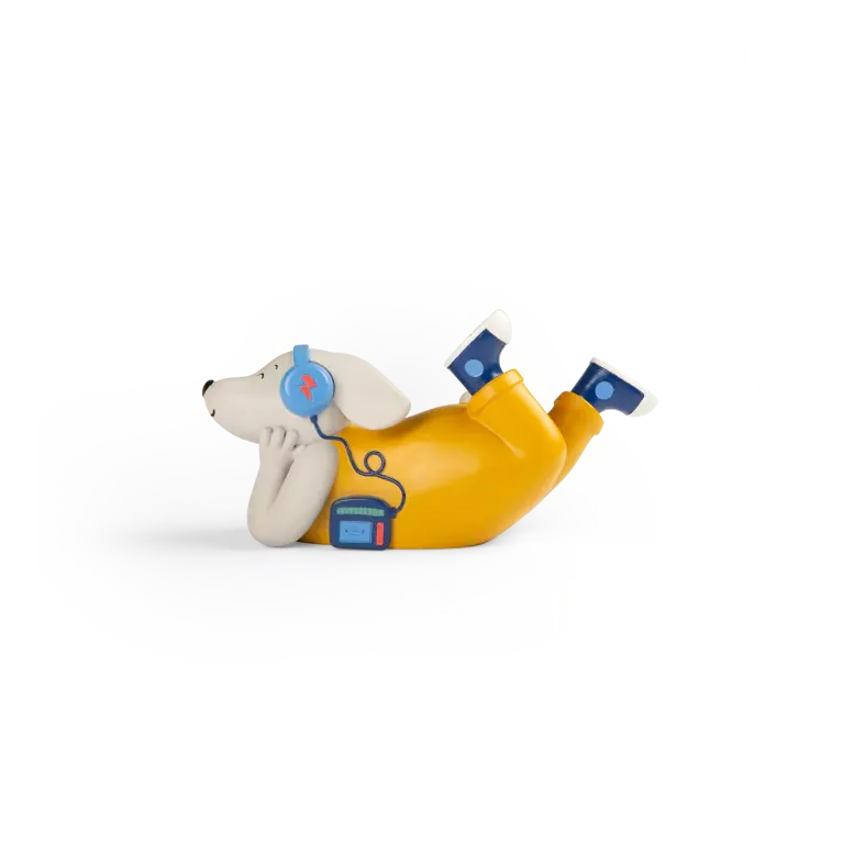 Tirelire - Personnage chien avec écouteurs - Puce & Pilou