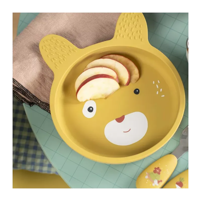 Set vaisselle silicone - Trois petits lapins 