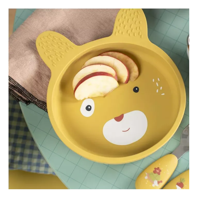 Set vaisselle silicone - Trois petits lapins 