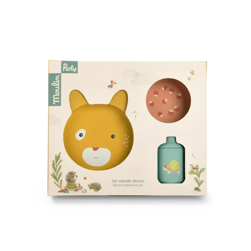 Set vaisselle silicone - Trois petits lapins 