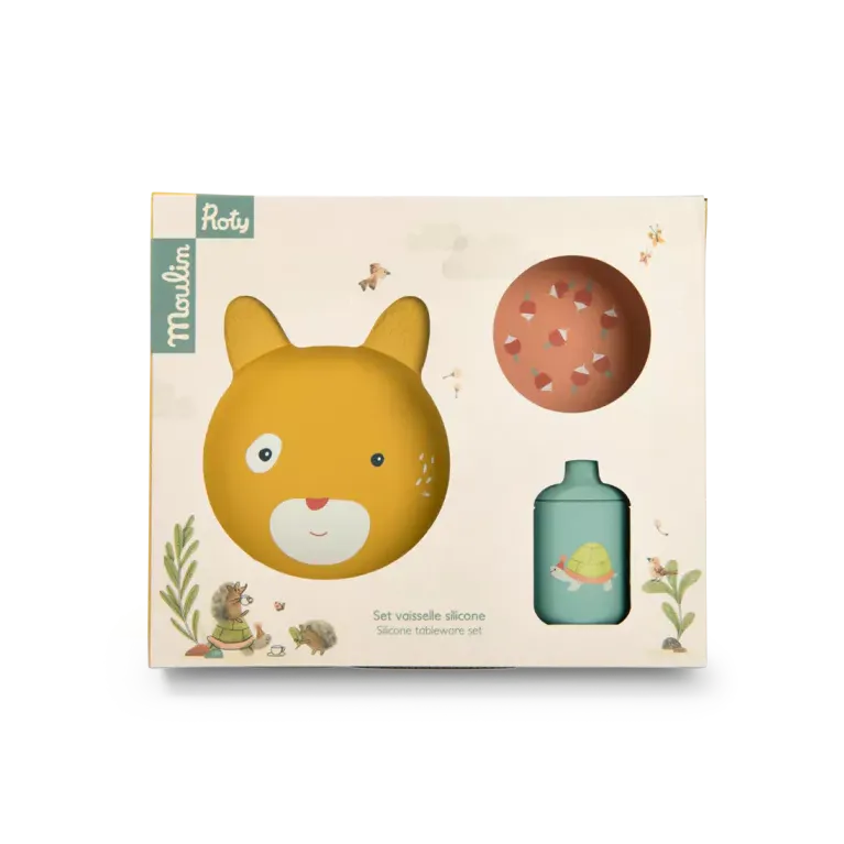 Set vaisselle silicone - Trois petits lapins 