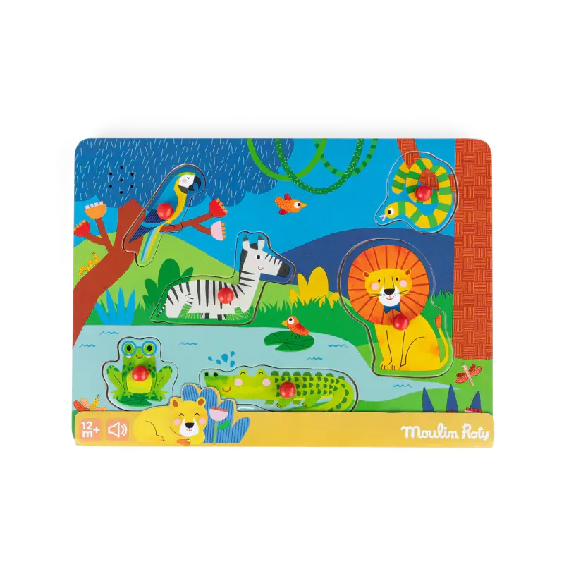 Puzzle sonore animaux en bois les toupitis