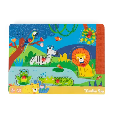 Puzzle sonore animaux en bois les toupitis