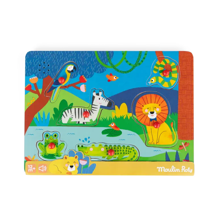 Puzzle sonore animaux en bois les toupitis